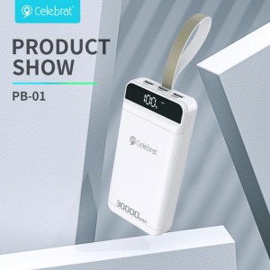 Celebrat PB-01 Nnukwu Ike Ike Bank , 30000mAh batrị ngwugwu na USB-C/Lightning/Micro (Input) na High-Speed PowerIQ Nchaji Technology maka iPhone, Samsung Galaxy, na ndị ọzọ.