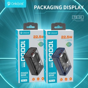 Celebrat PB-04 Power Bank with 10000mAh Lithium Battery, Type-C Input/Output and LED Digital Display
