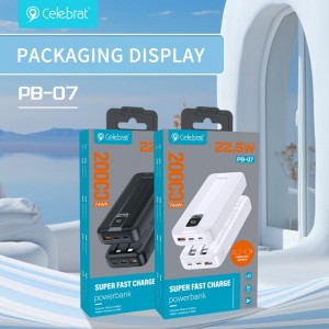 Celebrat PB-07 Polymer lithium battery fast charging power bank,Equipped with IOS/TYPE-C data cable