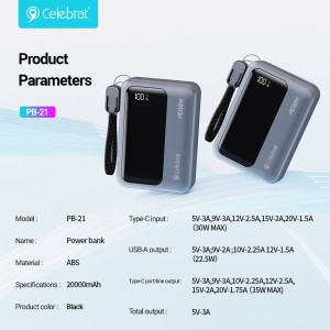Celebrat PB-21 PD35W + 22.5W Dual Fast Charging Power Bank