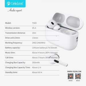 หูฟังสเตอริโอไร้สาย Celebrat T500 True