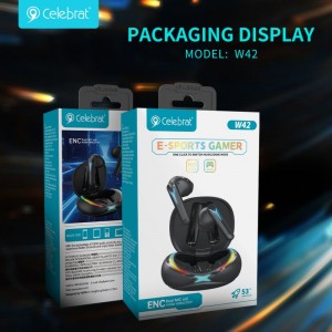 Celebrat W42 Game Style Wireless Earphones Tshwj xeeb tsim rau cov neeg nyiam ua si
