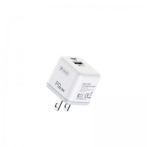 PD 18W Fast Charging Adapter Celebrat C-S3-US QC 3.0 USB-A+Type-C Mobile Phone Charger