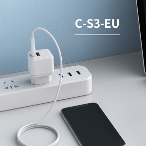 PD 18W Fast Charging Adapter Celebrat C-S3-EU QC 3.0  USB-A+Type-C Mobile Phone Charger