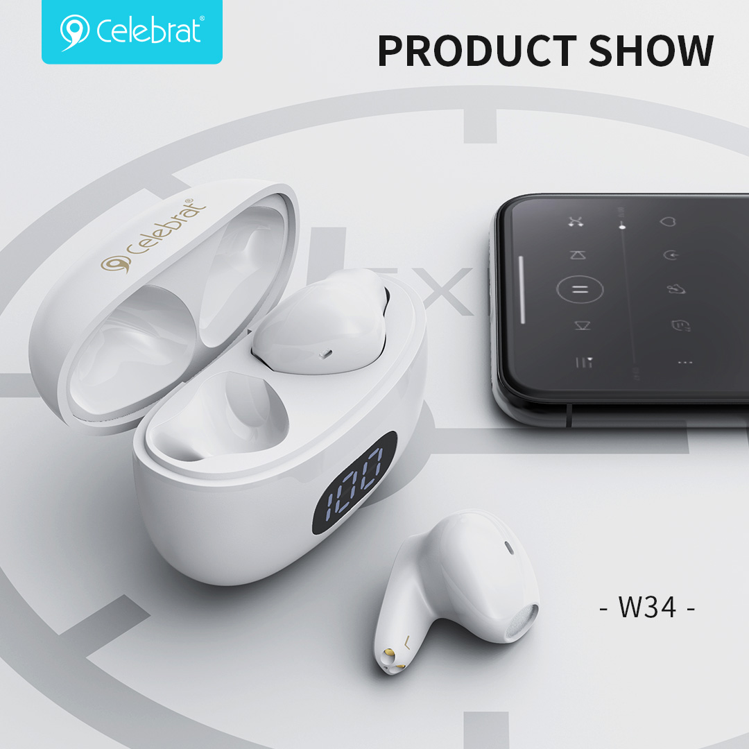 Celebrat W34 In-ear Mini TWS Earphones With Built-In ENC Algorithm Noise Reduction