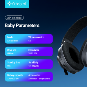 Celebrat A34 Ultra Low Latency and Ultra Lightweight Headphone