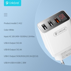 Celebrat C-H12 Safe and reliable charger made of flame retardant materials
