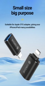 Celebrat CA-08 Plug and Play Lightning iP male to USB-A female Adapter
