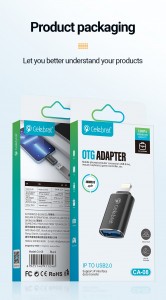 Celebrat CA-08 Plug and Play Lightning iP male to USB-A female Adapter