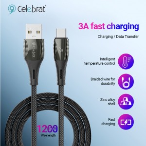 Celebrat CB-25 Fast Charging + Data Transfer Cable For Type-C 3A, Stable Output, Durable Design, Safe Charging