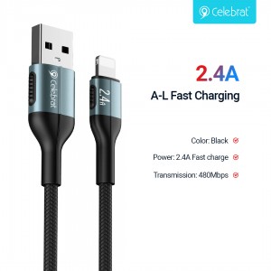 Celebrat CB-30 Safe, Fast, and Durable Charging + Data Transfer Cable For IOS 2.4A