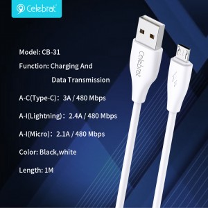 Celebrat CB-31 Silicone Fast charging Data Transmisson Cable For For IOS 2.4A