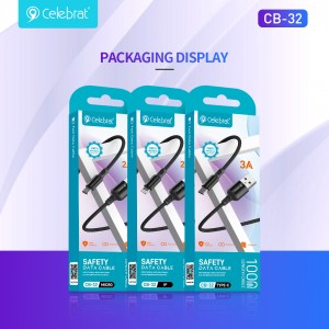 Celebrat CB-32 Nylon Braided Wire Mesh Fast charging Data Transmisson Cable For IOS 2.4A