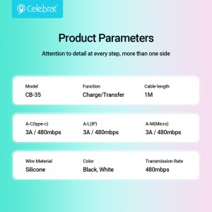 Celebrat CB-35 Safe and Fast Charging&Transfer Cable For Type-C 3A