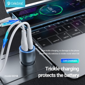New Arrival Celebrat CC-18 Car Charger with two USB ports