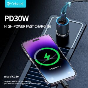 Celebrat CC-19 USB+Type-C Dual Fast Charging Car Charger