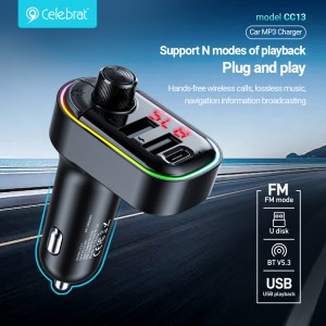 New Arrival Celebrat CC13 Car Charger, Supports Bluetooth calls, lossless music, and navigation information broadcast