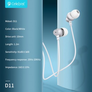 New arrival Celebrat D11 Wired Earphone