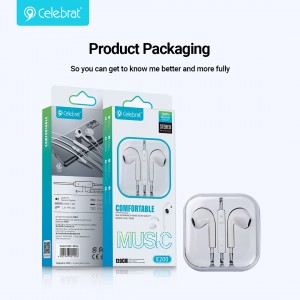 Celebrat E200 Comfortable Wired Earphones, Free to switch songs and make calls.
