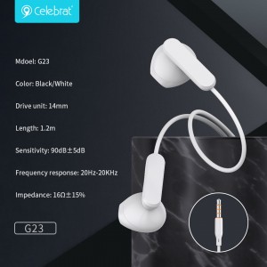 Celebrat G23-wired earphones,high quality earphones with sound insulation for purer sound.