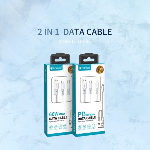 Celebrat HB-08 2 IN 1 Fast Charging + Data Transfer Cable, Say goodbye to single charging method