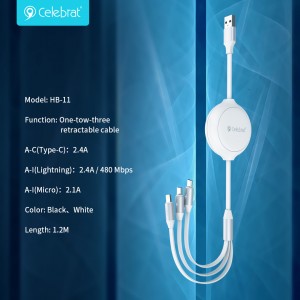 Celebrat HB-11 Three Interfaces Charging Cable