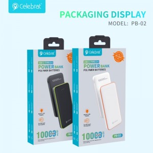 Celebrat Portable Charger Power Bank PB-02,10000mAh Battery Pack with USB-C (Input Only) and High-Speed PowerIQ Charging Technology