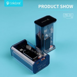 Celebrat PB-04 Power Bank with 10000mAh Lithium Battery, Type-C Input/Output and LED Digital Display