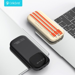 Celebrat New Arrival PB-14 10000mAh Capacity Power Bank, With Type-C and Lightning Cables