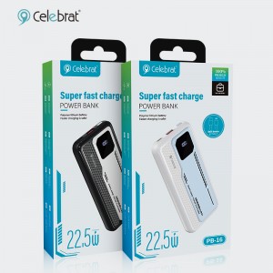 Celebrat New Arrival PB-16 Power Bank, Full of technology and freedom feel, equipped with Type-C and Lighting cables