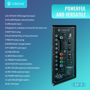 Celebrat SP-9 Wireless Speaker With Wired And Wireless Microphones