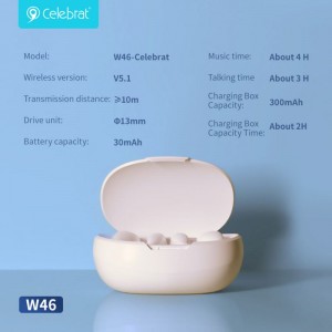 New Arrival Celebrat W46 TWS Earphones，Clip-on earphones don’t fit in the ear for more comfort