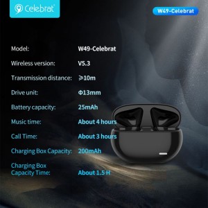 New Arrival Celebrat W49 ANC Noise Reduction TWS Earphones
