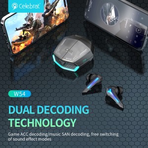 Celebrat New Arrival W54 Game/Music Dual Mode TWS Earphones, Designed Specifically For Esports