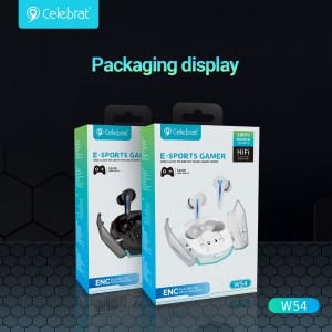 Celebrat New Arrival W54 Game/Music Dual Mode TWS Earphones, Designed Specifically For Esports