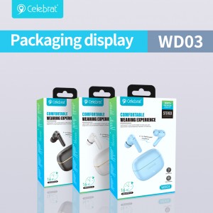 Celebrat New Arrival WD03 TWS Earbuds with Product Patents, Provide Powerful Power and Sound Penetration
