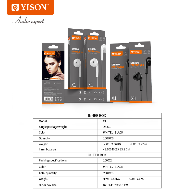 YISON EARPHONES-X1 PACKAGE